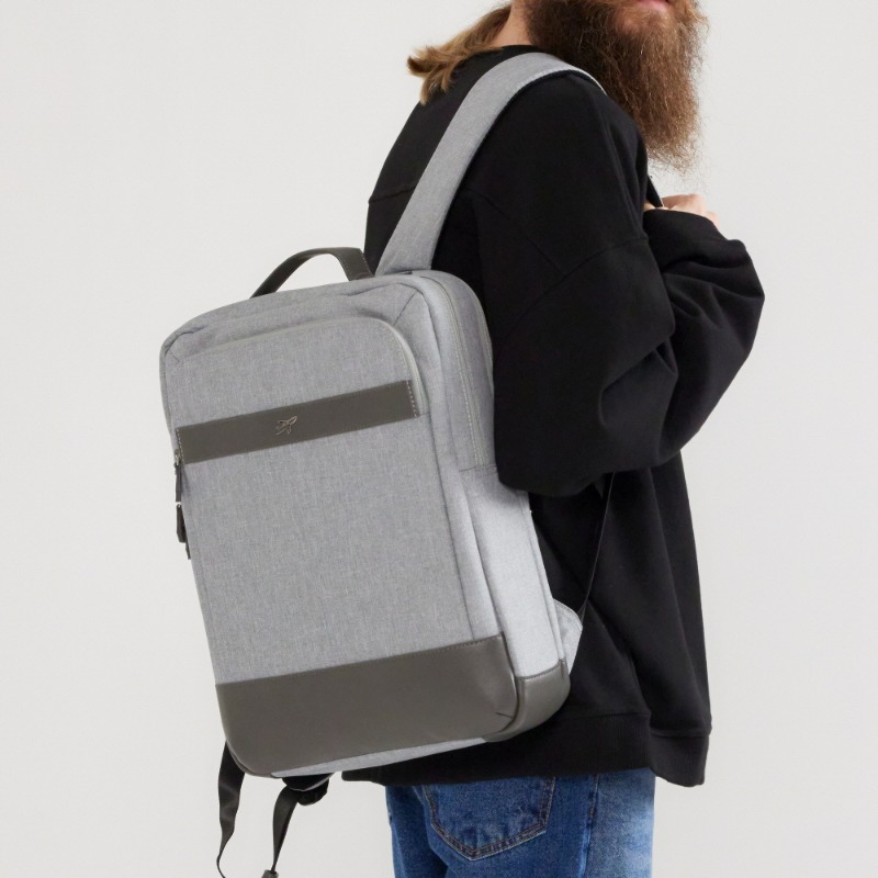 STONE BAG TO SCHOOL BASIC SQUARE BACKPACK (GRAY)